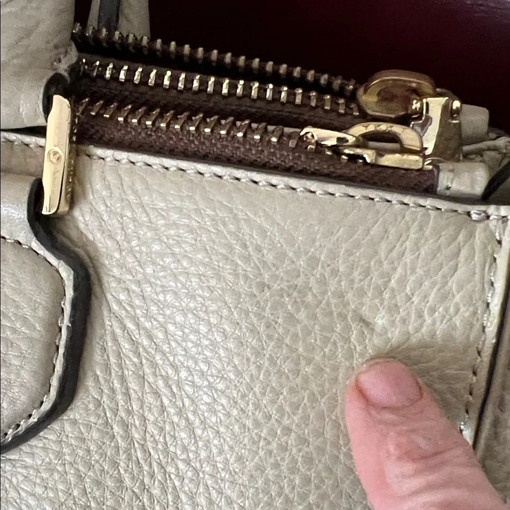 Tory Burch Pebbled Leather Satchel in Taupe with Gold Hardware EUC - Picture 6 of 10